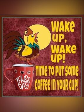 Rooster Coffee Mug Wall Art - Bright Yellow & Red